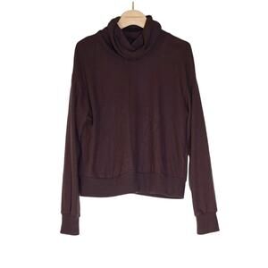 Project Social T - Mock Neck Open Back Long Sleeve Sweater Top Red Purple / S